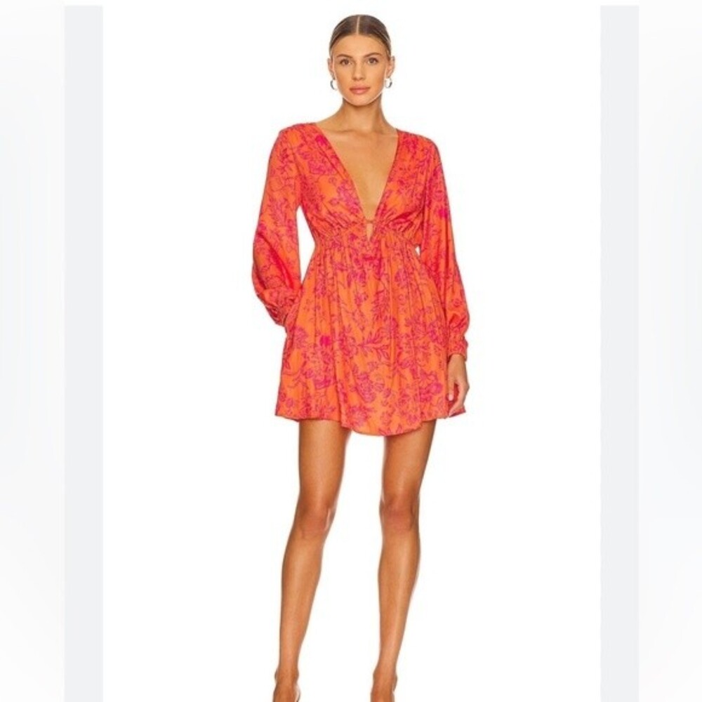 Free People x Revolve Soli Mini Dress - Tropical Mini Dress with Loose sleeves